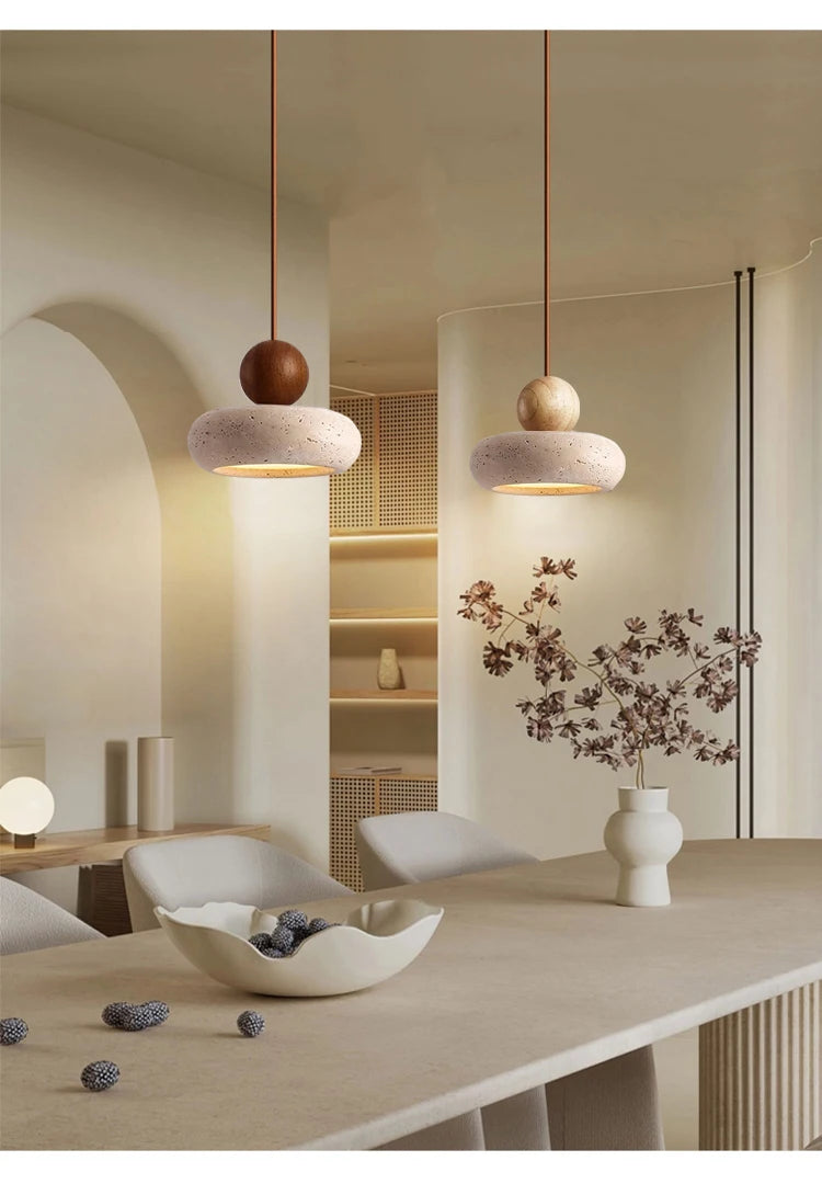 Vintage Pendant Light Fixture with Natural Yellow Agate Stone