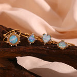 Load image into Gallery viewer, Adjustable Diamond Accented Opal Iridescent Rings