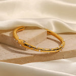 Load image into Gallery viewer, Diamond & Pearl Embedded Bangle Bracelet