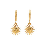 Load image into Gallery viewer, Dainty Huggie Hoop Smiling Sun Earrings