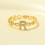 Load image into Gallery viewer, Dainty Diamond Letter Initial Ring
