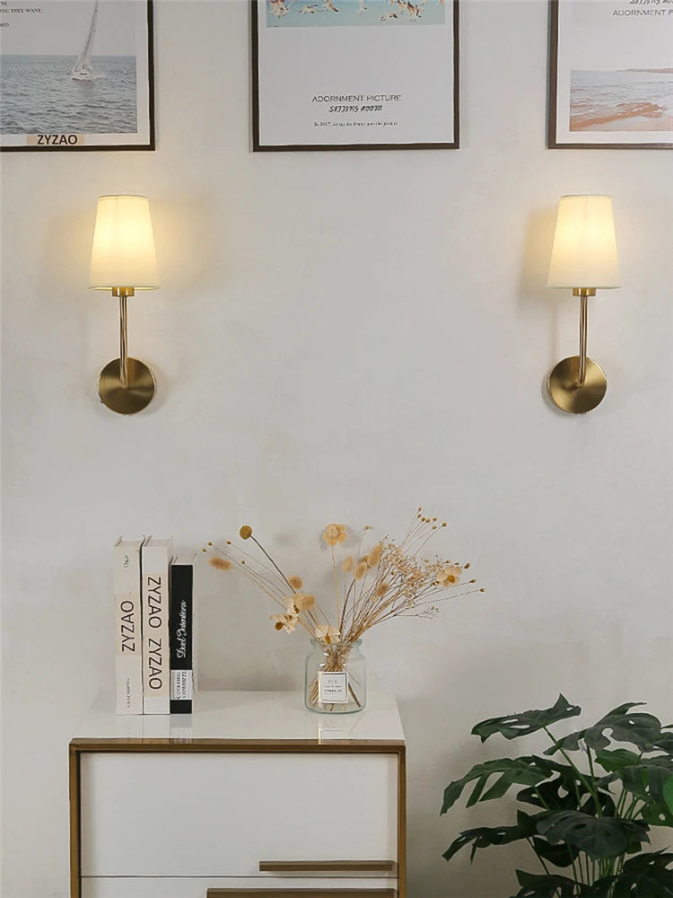 Simple Classic Indoor Wall Light Fixtures with Linen Shades