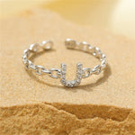 Load image into Gallery viewer, Dainty Diamond Letter Initial Ring
