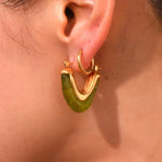 Load image into Gallery viewer, 18k Classy V Hoop Earrings