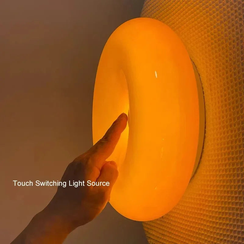 Donut Glass Wall Lamp Ambient Lighting With Touch Switch In Orange