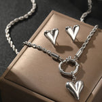Load image into Gallery viewer, Rope Chain Anchor Clasp Heart Necklace and Earring Set