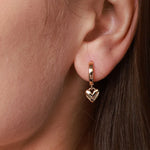 Load image into Gallery viewer, Dainty Heart Dangle Huggie Hoop Earrings