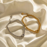 Load image into Gallery viewer, 18k Classy Beaded Heart Bracelet