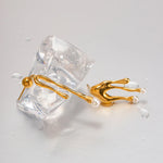 Load image into Gallery viewer, 18k Dainty Asymmetrical Melted Gold Pearl Earrings