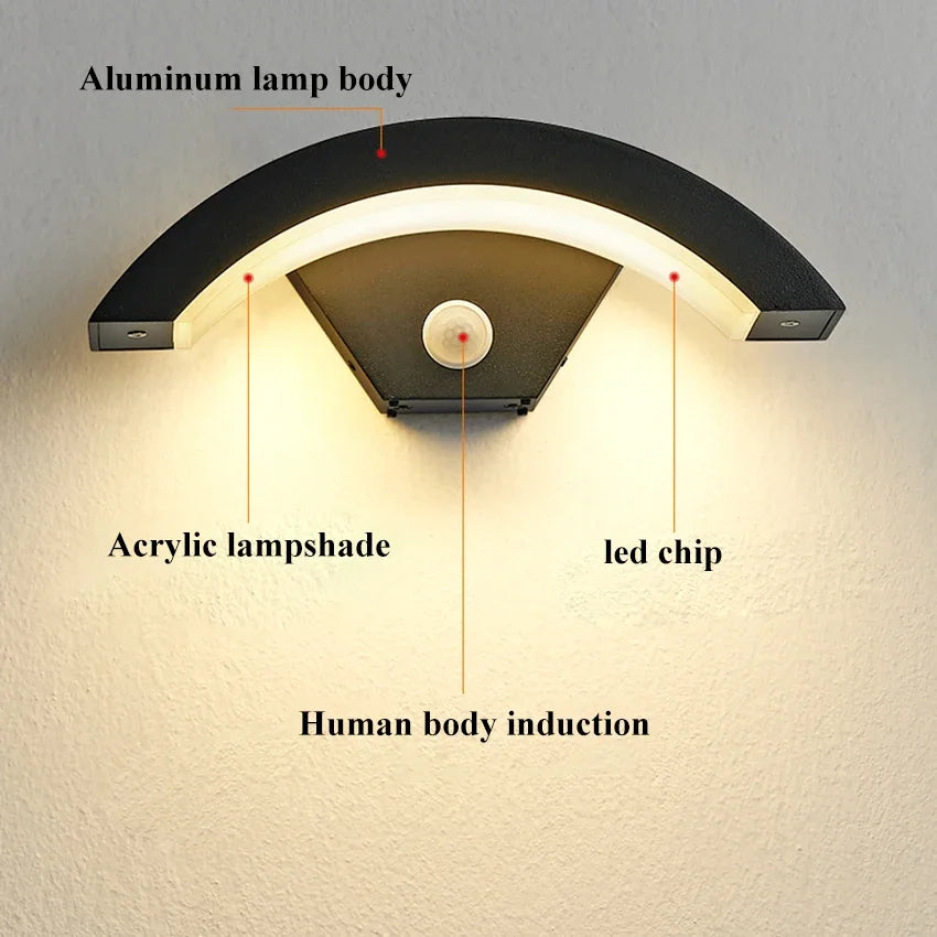 Motion Sensor Enabled Waterproof Outdoor Wall Light Fixture