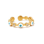 Load image into Gallery viewer, Adjustable Dainty Evil Eye Diamond Ring