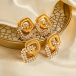 Load image into Gallery viewer, 18k Textured Dual Squircle Earrings
