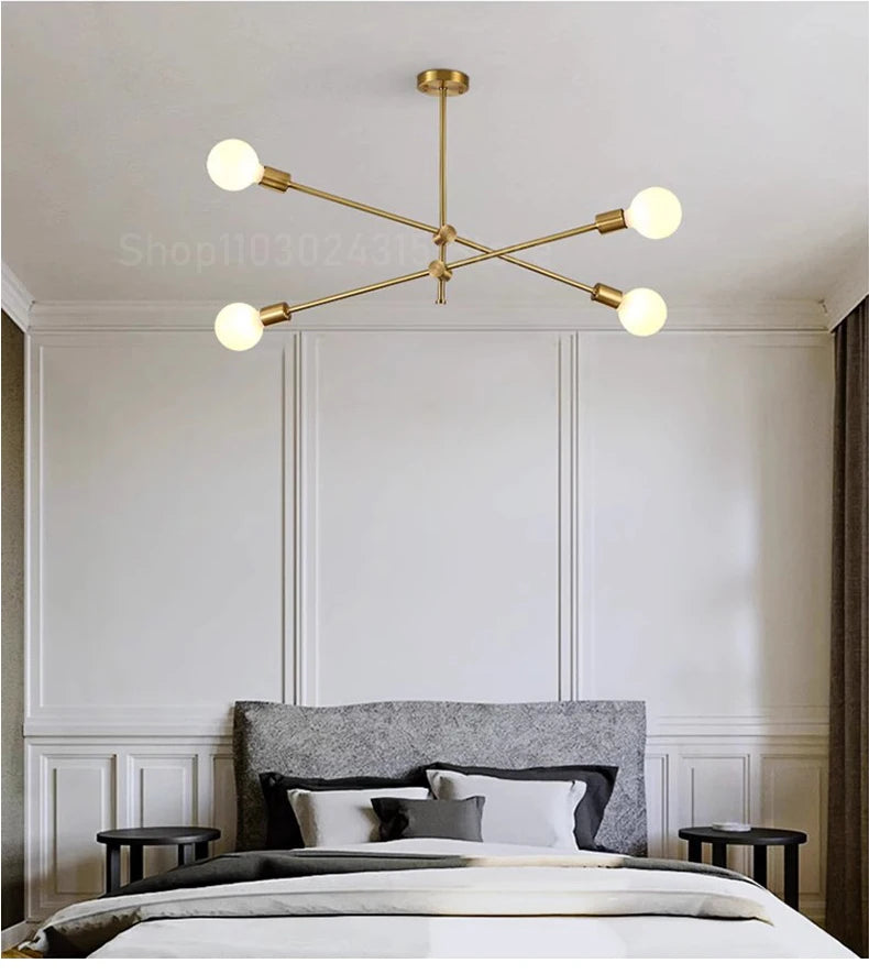 Modern Chandelier Flush Mount Long Pole Ceiling Lighting Fixture