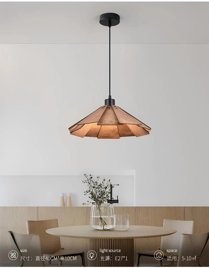 Wabi-Sabi Style Wood Pendant Light Fixture