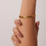 Load image into Gallery viewer, 18k Chunky Gold Woven Bangle Bracelet