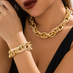Load image into Gallery viewer, Bold Chunky Woven Dual Chain Bracelet and Necklace Set