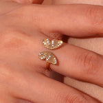 Load image into Gallery viewer, 18k Diamond Accented Textured Open Butterfly Ring