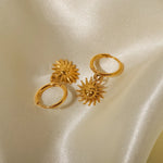 Load image into Gallery viewer, Dainty Huggie Hoop Smiling Sun Earrings