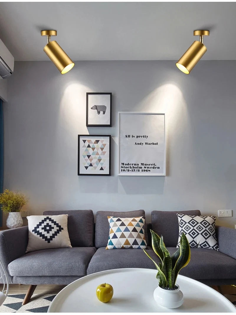 Modern Black & Gold Flush-Mount Ceiling Spotlight Track Lighting Fixture