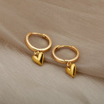 Load image into Gallery viewer, Dainty Heart Dangle Huggie Hoop Earrings
