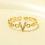 Load image into Gallery viewer, Dainty Diamond Letter Initial Ring