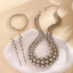 Load image into Gallery viewer, Bold Triple Stack Dangle Earrings, Necklace, Bracelet Set