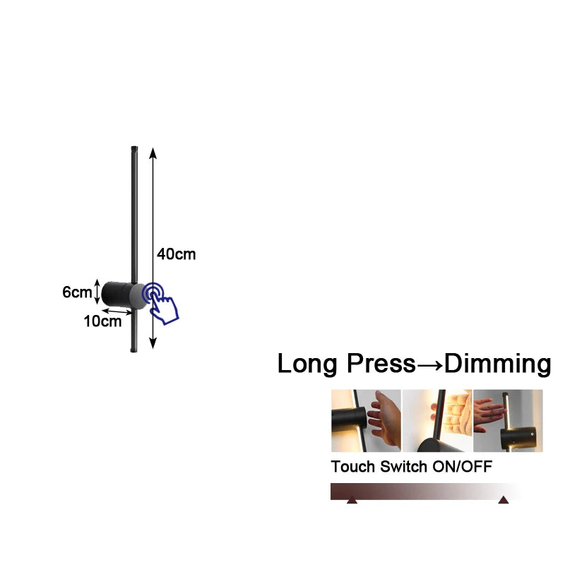 360° Rotatable Touch Dimmable LED Wall Sconce for Bedside & Living Spaces