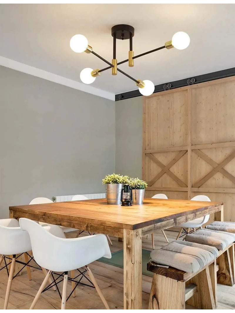 Black & Gold Iron Chandelier Pendant Light Fixture