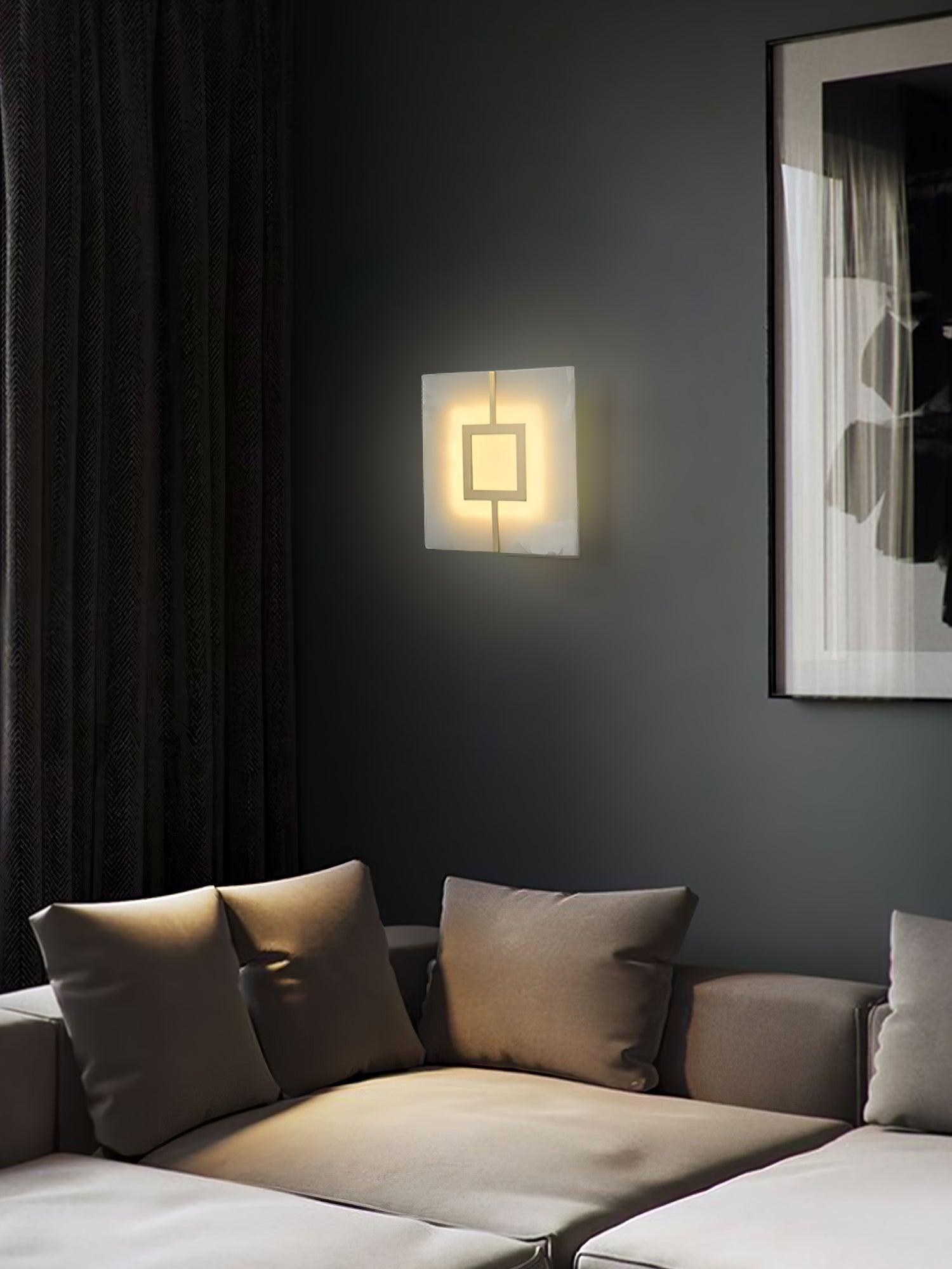 Square Alabaster Contemporary Wall Light