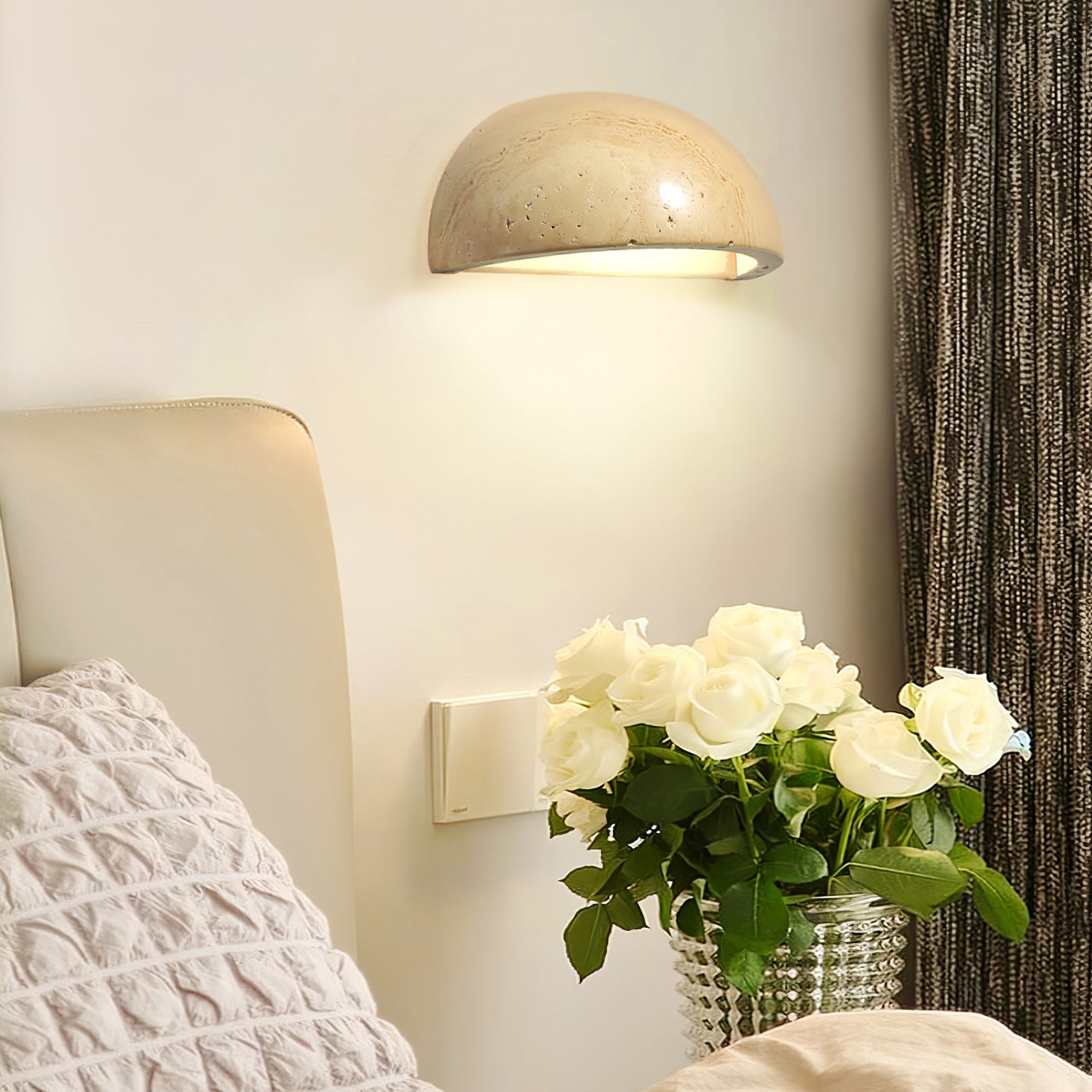 Travertine Half Dome Contemporary Wall Light