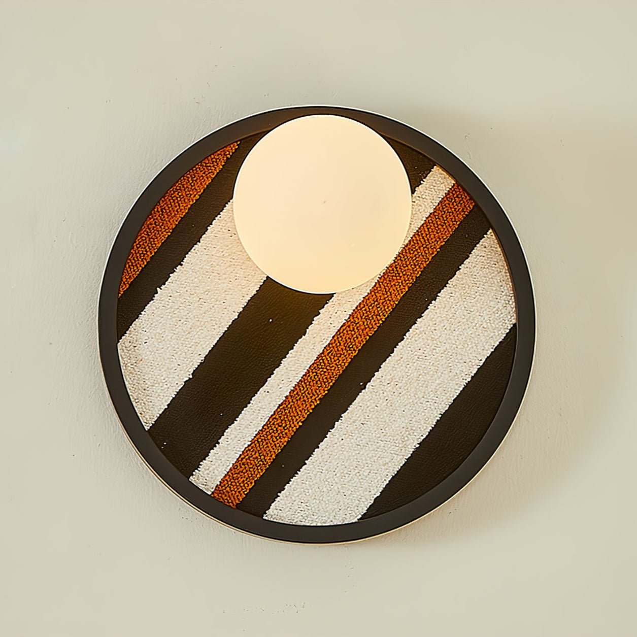 Textured Circular Frame Contemporary Wall Light