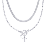 Load image into Gallery viewer, 2pc Paperclip Initial Toggle Clasp & Herringbone Necklace Set