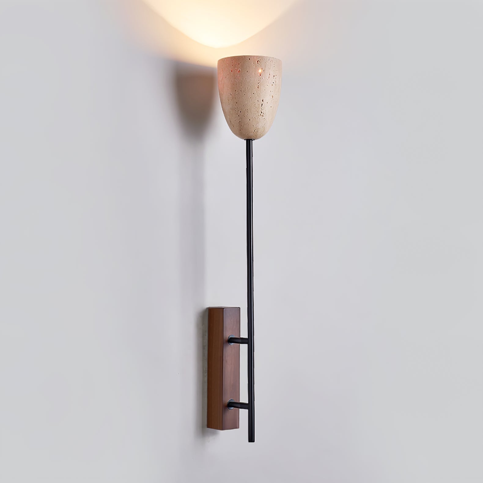 Travertine Bell Walnut Mounted Wall Light