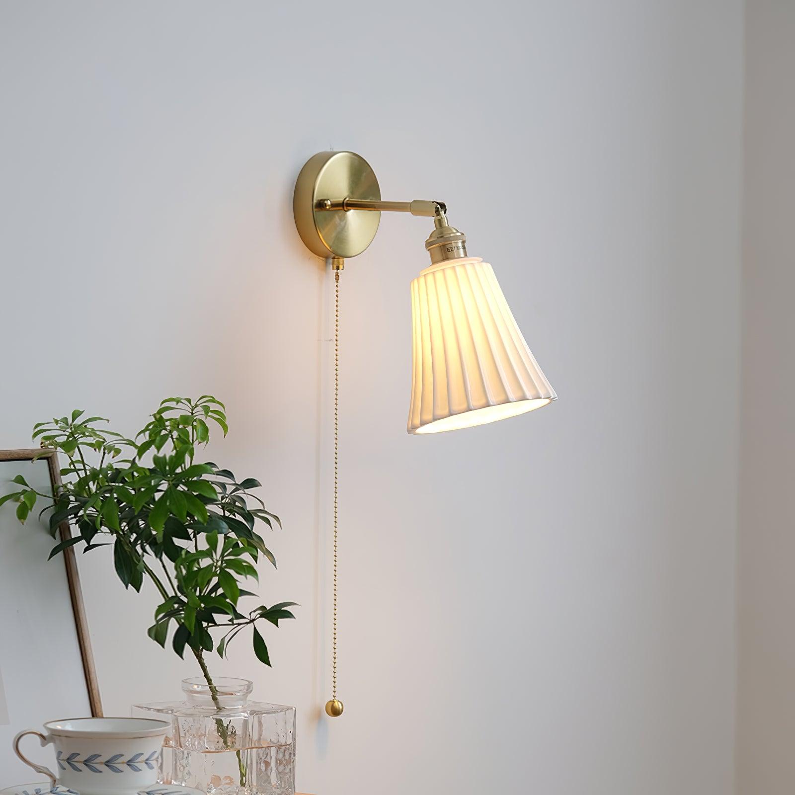Trumpet Ceramic Polished Brass Wall Light