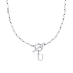 Load image into Gallery viewer, Paperclip Letter Initial Circle Lock Clasp Necklace