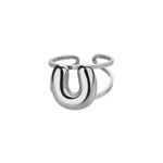 Load image into Gallery viewer, Adjustable Open Band Bubble Letter Initial Ring