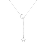 Load image into Gallery viewer, Moon and Star Lariat Style Necklace