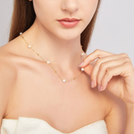 Load image into Gallery viewer, Gold and Pearl Necklace Alternating Pearl and Gold Chain