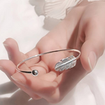 Load image into Gallery viewer, Silver Feather Bangle Feather Bracelet