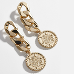 Load image into Gallery viewer, Coin Chain Earrings Gold Drop Earrings