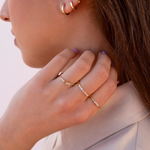 Load image into Gallery viewer, Tiny Baguette Dainty Round CZ Ring