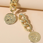 Load image into Gallery viewer, Coin Chain Earrings Gold Drop Earrings