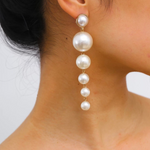 Load image into Gallery viewer, Waterfall Pearl Earrings Long Pearl Earrings