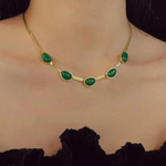 Load image into Gallery viewer, Vintage Jade Stone Inlay Choker and Bracelet Set