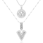 Load image into Gallery viewer, 2pc 14k Diamond Letter Initial Necklaces