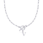 Load image into Gallery viewer, Paperclip Letter Initial Circle Lock Clasp Necklace