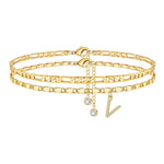 Load image into Gallery viewer, 2pc 14k Diamond Letter Initial Anklet