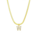 Load image into Gallery viewer, Dainty Diamond Letter Initial Herringbone Necklace