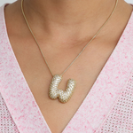 Load image into Gallery viewer, Chunky Bubble Diamond Dazzle Initial Necklaces