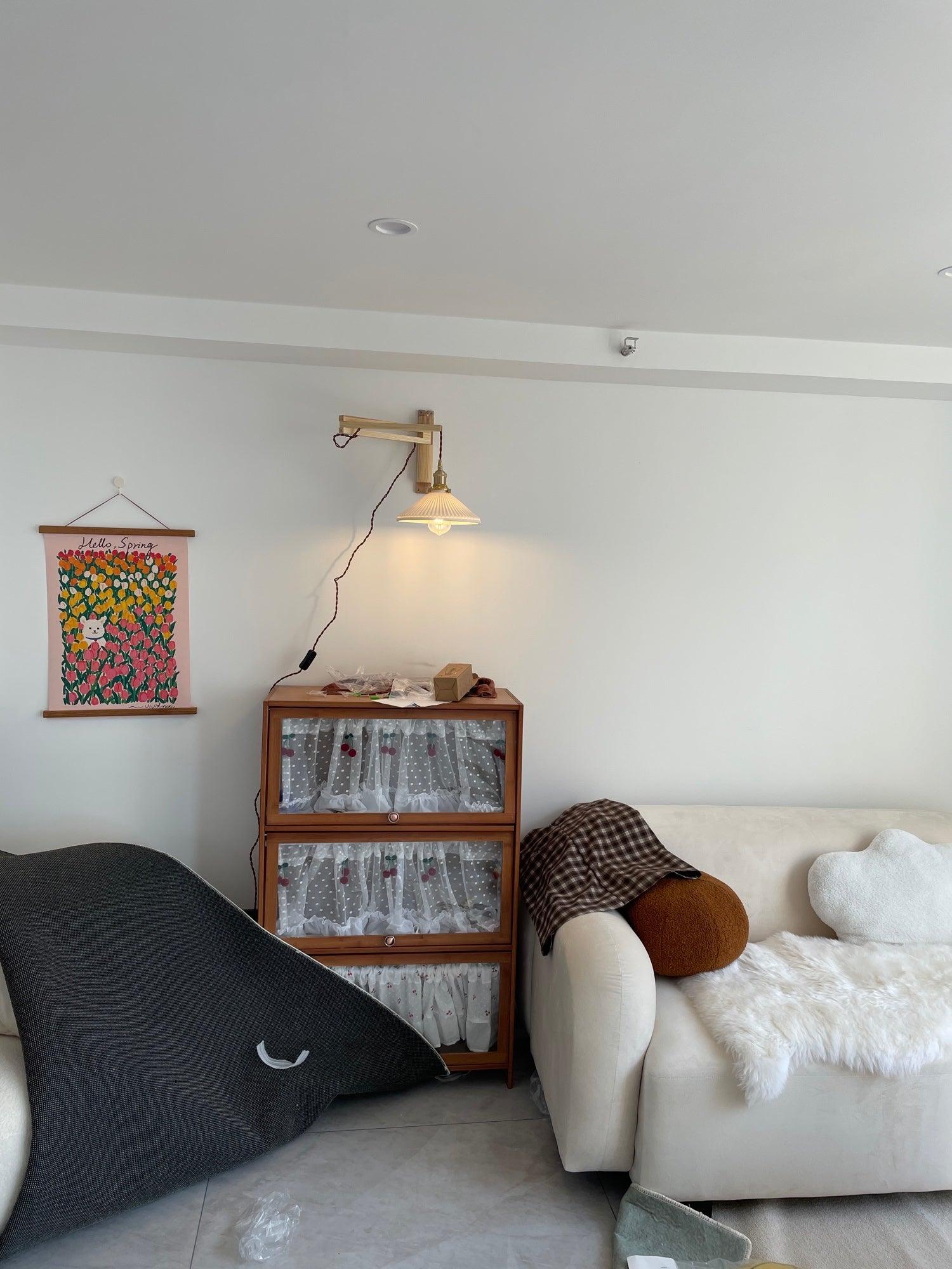 Circular Walnut Nordic Inspired Wall Lamp